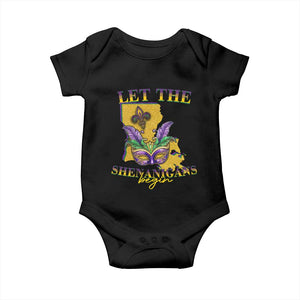 Funny Mardi Gras Let The Shenanigans Begin Baby Onesie Louisiana Map TS11 Black Print Your Wear