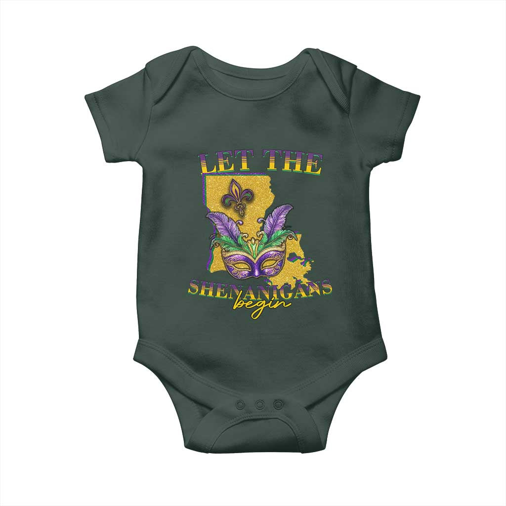 Funny Mardi Gras Let The Shenanigans Begin Baby Onesie Louisiana Map TS11 Print Your Wear