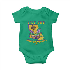 Funny Mardi Gras Let The Shenanigans Begin Baby Onesie Louisiana Map TS11 Irish Green Print Your Wear