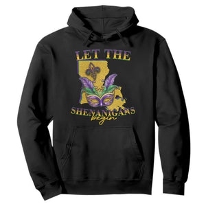 Funny Mardi Gras Let The Shenanigans Begin Hoodie Louisiana Map TS11 Black Print Your Wear