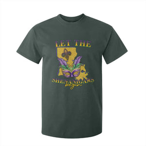 Funny Mardi Gras Let The Shenanigans Begin T Shirt For Kid Louisiana Map TS11 Dark Forest Green Print Your Wear
