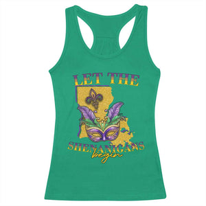 Funny Mardi Gras Let The Shenanigans Begin Racerback Tank Top Louisiana Map TS11 Irish Green Print Your Wear