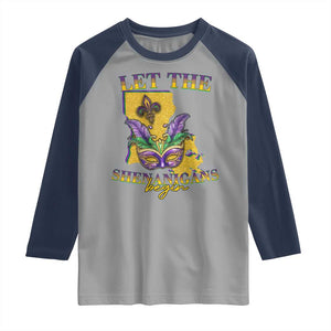 Funny Mardi Gras Let The Shenanigans Begin Raglan Shirt Louisiana Map TS11 Sport Gray Navy Print Your Wear