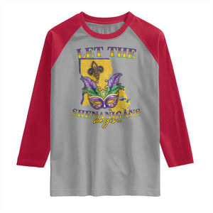 Funny Mardi Gras Let The Shenanigans Begin Raglan Shirt Louisiana Map TS11 Sport Gray Red Print Your Wear