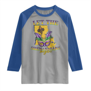 Funny Mardi Gras Let The Shenanigans Begin Raglan Shirt Louisiana Map TS11 Sport Gray Royal Print Your Wear