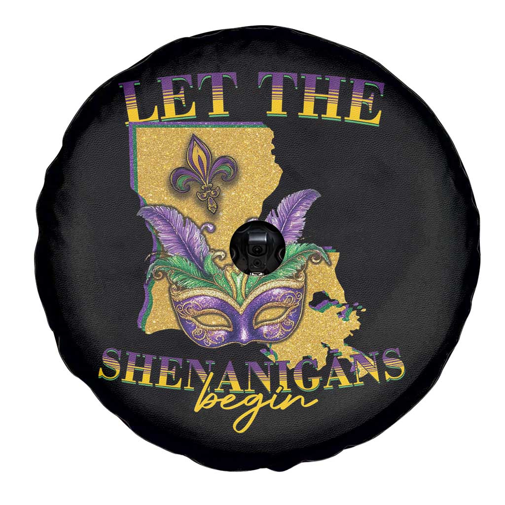 Funny Mardi Gras Let The Shenanigans Begin Spare Tire Cover Louisiana Map TS11 Print Your Wear