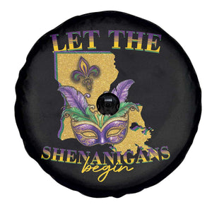 Funny Mardi Gras Let The Shenanigans Begin Spare Tire Cover Louisiana Map TS11 Print Your Wear