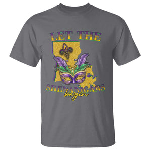 Funny Mardi Gras Let The Shenanigans Begin T Shirt Louisiana Map TS11 Charcoal Print Your Wear