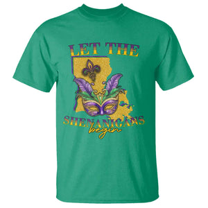 Funny Mardi Gras Let The Shenanigans Begin T Shirt Louisiana Map TS11 Irish Green Print Your Wear