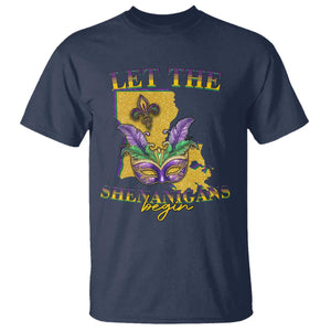 Funny Mardi Gras Let The Shenanigans Begin T Shirt Louisiana Map TS11 Navy Print Your Wear