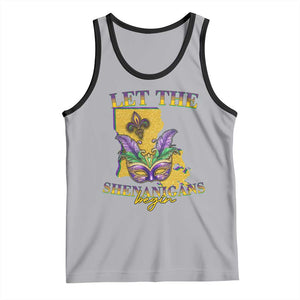 Funny Mardi Gras Let The Shenanigans Begin Tank Top Louisiana Map TS11 Athletic Heather Black Print Your Wear
