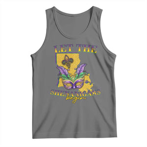 Funny Mardi Gras Let The Shenanigans Begin Tank Top Louisiana Map TS11 Black Heather Print Your Wear