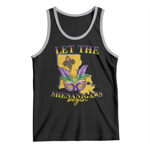 Funny Mardi Gras Let The Shenanigans Begin Tank Top Louisiana Map TS11 Black Athletic Heather Print Your Wear