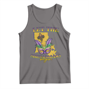 Funny Mardi Gras Let The Shenanigans Begin Tank Top Louisiana Map TS11 Deep Heather Print Your Wear