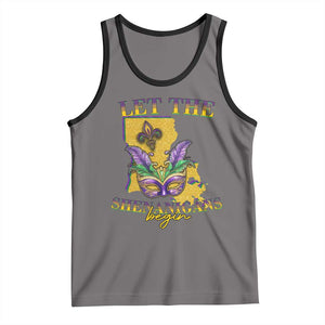 Funny Mardi Gras Let The Shenanigans Begin Tank Top Louisiana Map TS11 Deep Heather Black Print Your Wear