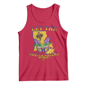 Funny Mardi Gras Let The Shenanigans Begin Tank Top Louisiana Map TS11 Red Print Your Wear