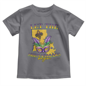 Funny Mardi Gras Let The Shenanigans Begin Toddler T Shirt Louisiana Map TS11 Charcoal Print Your Wear
