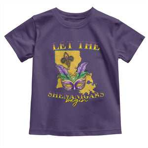 Funny Mardi Gras Let The Shenanigans Begin Toddler T Shirt Louisiana Map TS11 Purple Print Your Wear