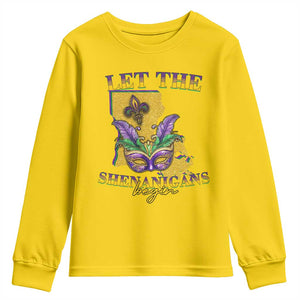 Funny Mardi Gras Let The Shenanigans Begin Youth Sweatshirt Louisiana Map TS11 Daisy Print Your Wear