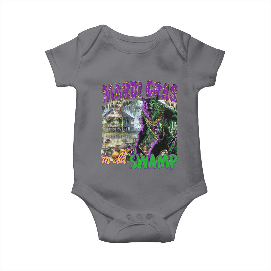 Funny Mardi Gras Rougarou Baby Onesie Mardi Gras In Da Swamp Cryptids Of Louisiana TS11 Charcoal Print Your Wear