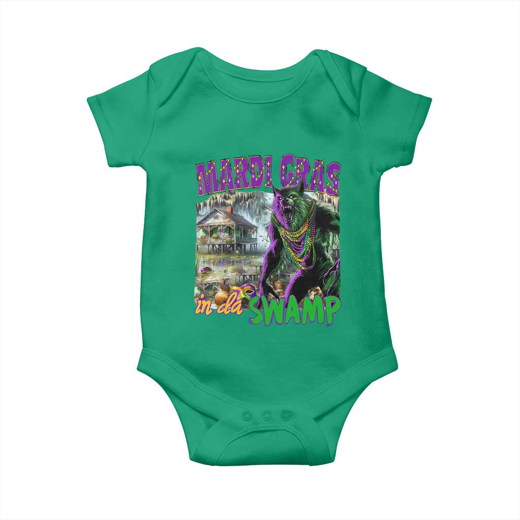Funny Mardi Gras Rougarou Baby Onesie Mardi Gras In Da Swamp Cryptids Of Louisiana TS11 Irish Green Print Your Wear