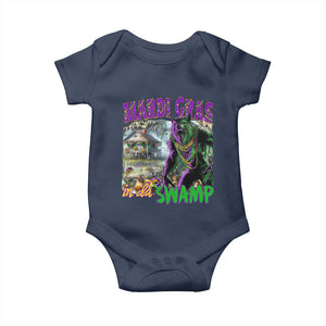 Funny Mardi Gras Rougarou Baby Onesie Mardi Gras In Da Swamp Cryptids Of Louisiana TS11 Navy Print Your Wear
