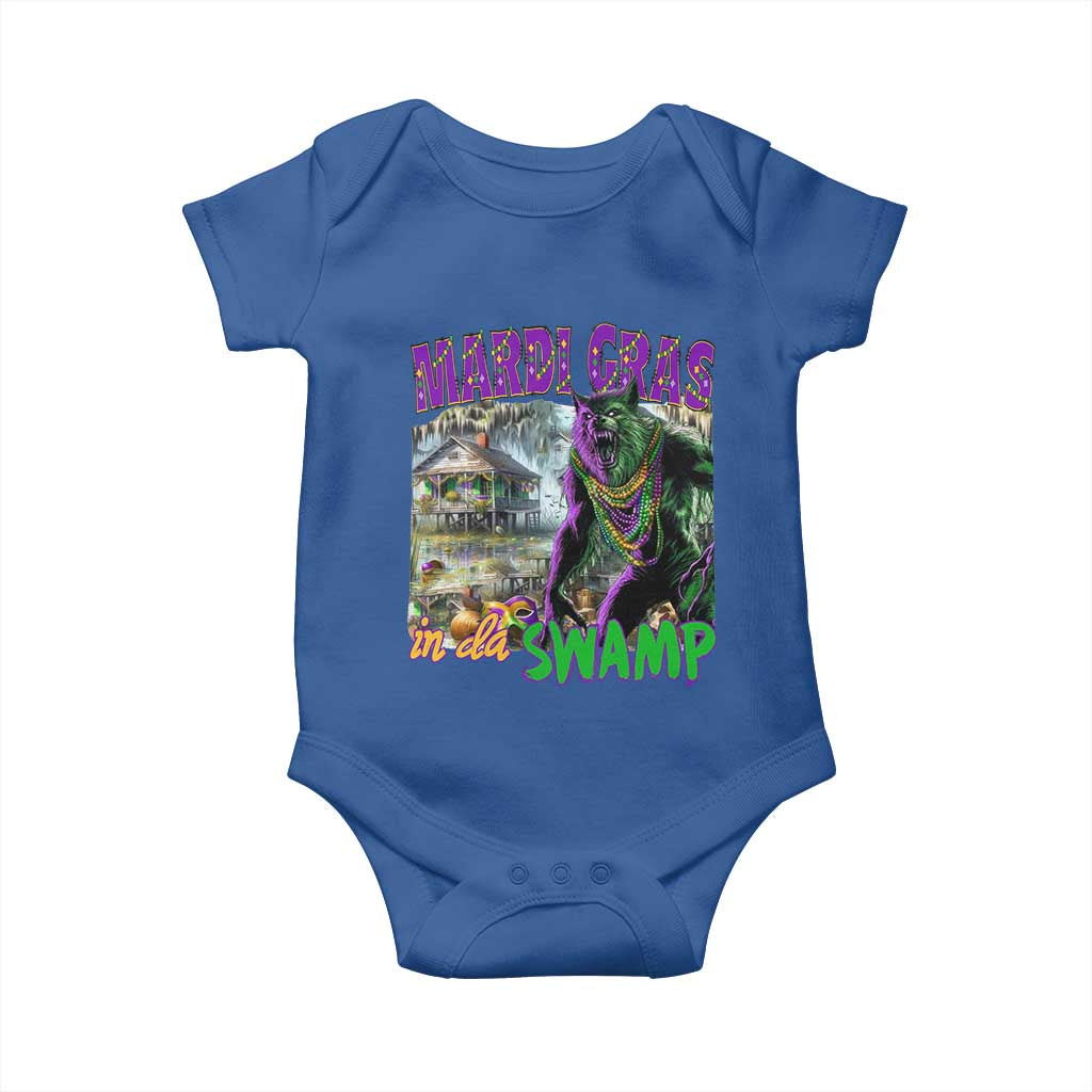 Funny Mardi Gras Rougarou Baby Onesie Mardi Gras In Da Swamp Cryptids Of Louisiana TS11 Royal Blue Print Your Wear