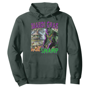 Funny Mardi Gras Rougarou Hoodie Mardi Gras In Da Swamp Cryptids Of Louisiana TS11 Dark Forest Green Print Your Wear