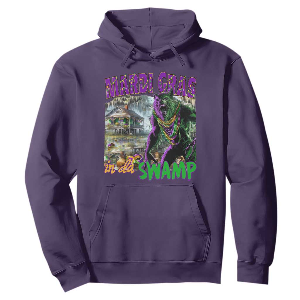 Funny Mardi Gras Rougarou Hoodie Mardi Gras In Da Swamp Cryptids Of Louisiana TS11 Purple Print Your Wear