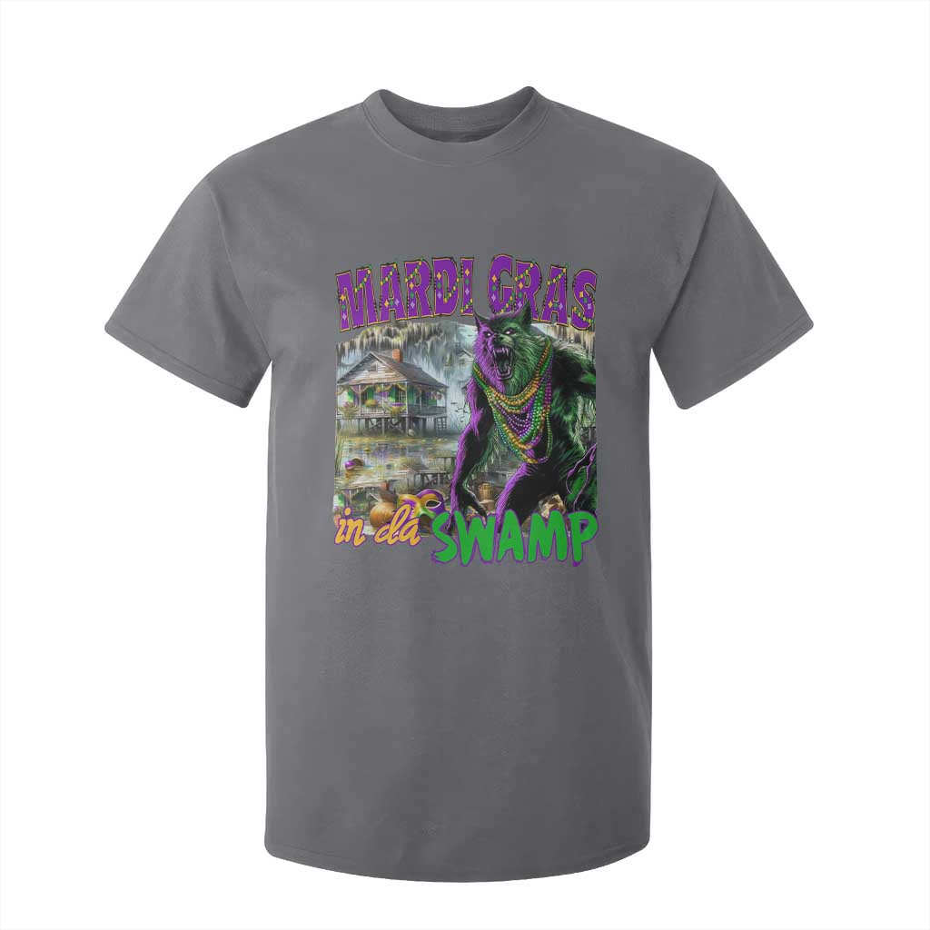 Funny Mardi Gras Rougarou T Shirt For Kid Mardi Gras In Da Swamp Cryptids Of Louisiana TS11 Charcoal Print Your Wear