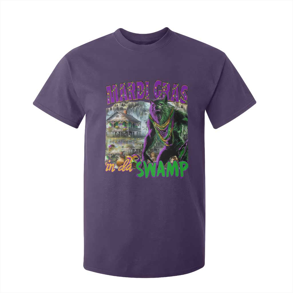 Funny Mardi Gras Rougarou T Shirt For Kid Mardi Gras In Da Swamp Cryptids Of Louisiana TS11 Purple Print Your Wear
