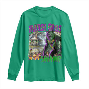 Funny Mardi Gras Rougarou Long Sleeve Shirt Mardi Gras In Da Swamp Cryptids Of Louisiana TS11 Irish Green Print Your Wear