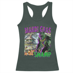 Funny Mardi Gras Rougarou Racerback Tank Top Mardi Gras In Da Swamp Cryptids Of Louisiana TS11 Dark Forest Green Print Your Wear