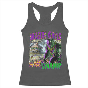 Funny Mardi Gras Rougarou Racerback Tank Top Mardi Gras In Da Swamp Cryptids Of Louisiana TS11 Dark Heather Print Your Wear