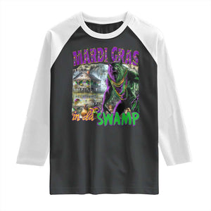 Funny Mardi Gras Rougarou Raglan Shirt Mardi Gras In Da Swamp Cryptids Of Louisiana TS11 Black White Print Your Wear