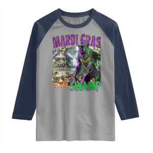 Funny Mardi Gras Rougarou Raglan Shirt Mardi Gras In Da Swamp Cryptids Of Louisiana TS11 Sport Gray Navy Print Your Wear
