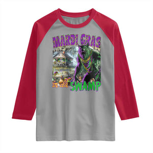 Funny Mardi Gras Rougarou Raglan Shirt Mardi Gras In Da Swamp Cryptids Of Louisiana TS11 Sport Gray Red Print Your Wear