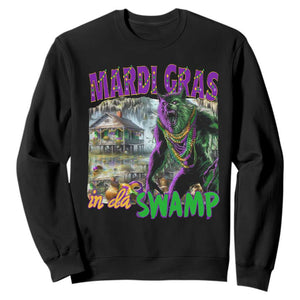 Funny Mardi Gras Rougarou Sweatshirt Mardi Gras In Da Swamp Cryptids Of Louisiana TS11 Black Print Your Wear