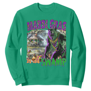 Funny Mardi Gras Rougarou Sweatshirt Mardi Gras In Da Swamp Cryptids Of Louisiana TS11 Irish Green Print Your Wear