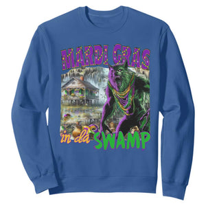 Funny Mardi Gras Rougarou Sweatshirt Mardi Gras In Da Swamp Cryptids Of Louisiana TS11 Royal Blue Print Your Wear
