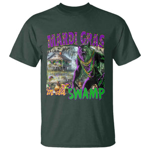 Funny Mardi Gras Rougarou T Shirt Mardi Gras In Da Swamp Cryptids Of Louisiana TS11 Dark Forest Green Print Your Wear