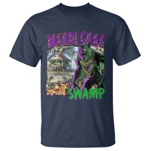 Funny Mardi Gras Rougarou T Shirt Mardi Gras In Da Swamp Cryptids Of Louisiana TS11 Navy Print Your Wear