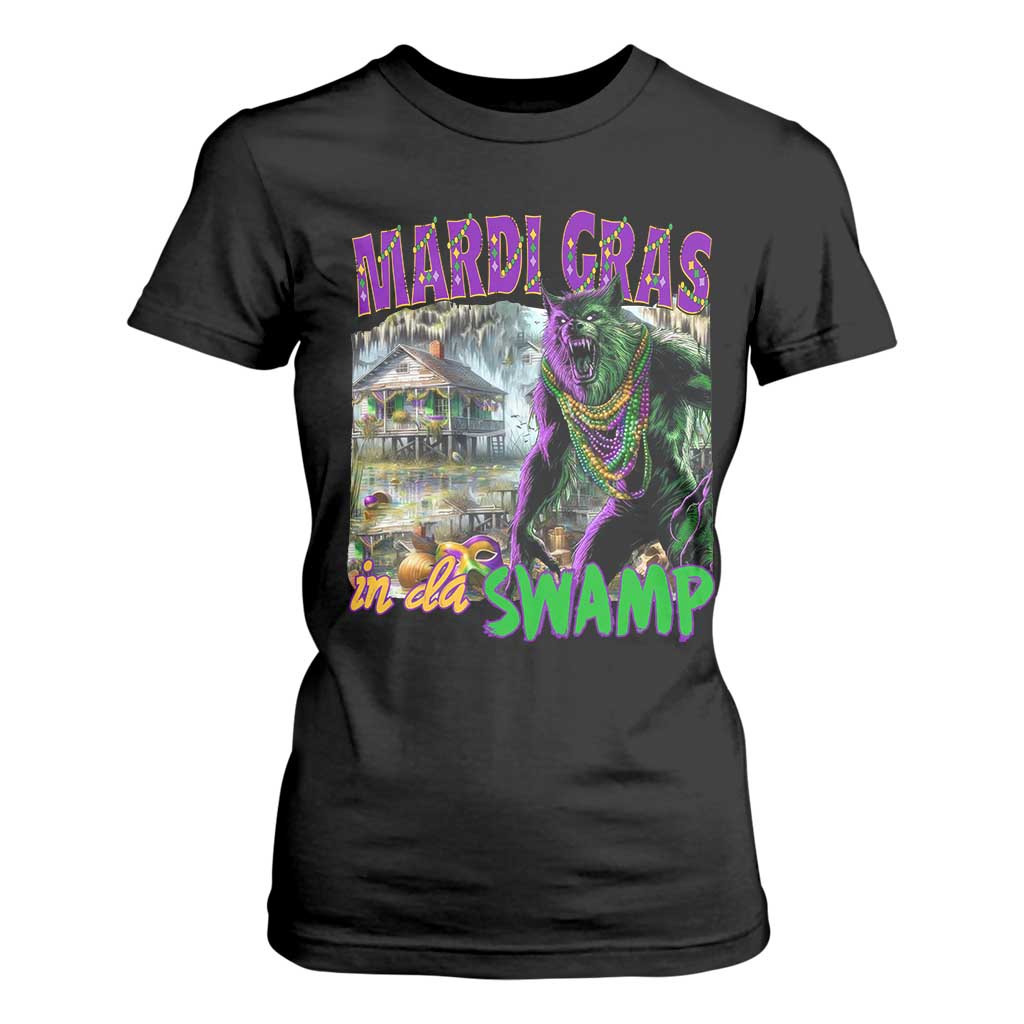 Funny Mardi Gras Rougarou T Shirt For Women Mardi Gras In Da Swamp Cryptids Of Louisiana TS11 Black Print Your Wear