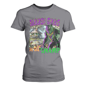 Funny Mardi Gras Rougarou T Shirt For Women Mardi Gras In Da Swamp Cryptids Of Louisiana TS11 Charcoal Print Your Wear