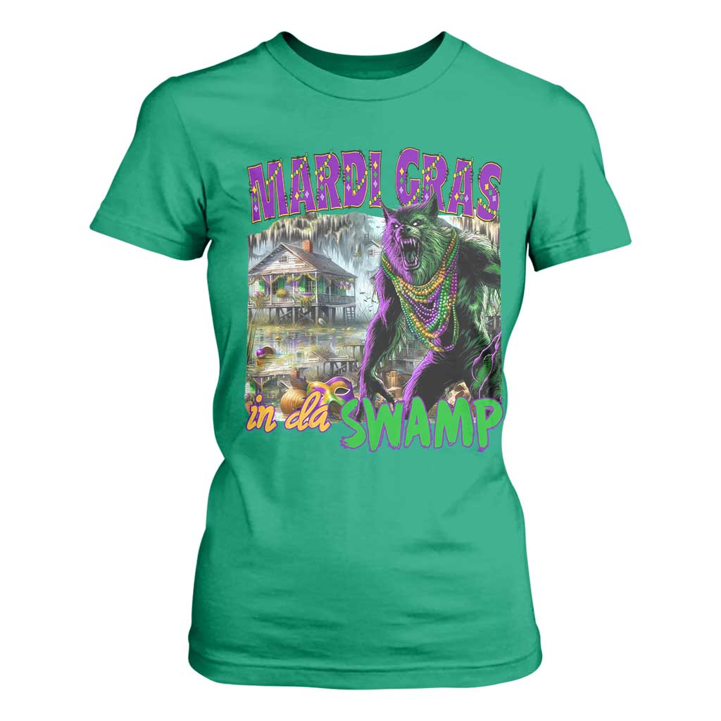 Funny Mardi Gras Rougarou T Shirt For Women Mardi Gras In Da Swamp Cryptids Of Louisiana TS11 Irish Green Print Your Wear