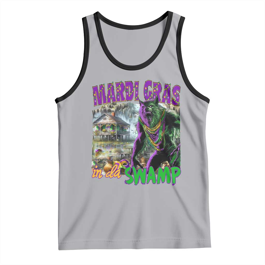 Funny Mardi Gras Rougarou Tank Top Mardi Gras In Da Swamp Cryptids Of Louisiana TS11 Athletic Heather Black Print Your Wear