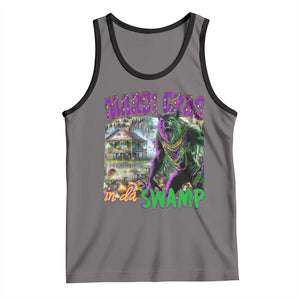 Funny Mardi Gras Rougarou Tank Top Mardi Gras In Da Swamp Cryptids Of Louisiana TS11 Deep Heather Black Print Your Wear
