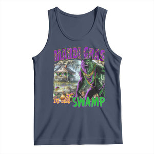 Funny Mardi Gras Rougarou Tank Top Mardi Gras In Da Swamp Cryptids Of Louisiana TS11 Navy Print Your Wear