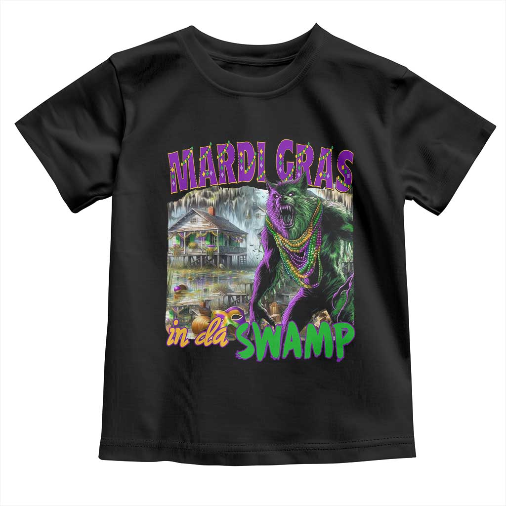 Funny Mardi Gras Rougarou Toddler T Shirt Mardi Gras In Da Swamp Cryptids Of Louisiana TS11 Black Print Your Wear