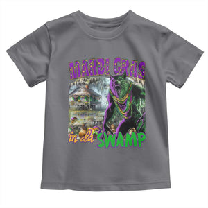 Funny Mardi Gras Rougarou Toddler T Shirt Mardi Gras In Da Swamp Cryptids Of Louisiana TS11 Charcoal Print Your Wear